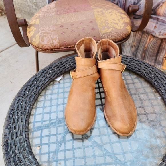 House‎ Of Harlow 1960 Holli Ankle Boot Tan Leather Buckle Strap - Picture 7 of 10